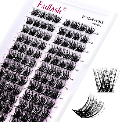 Fadlash Cluster Lashes Individual Lashes Extensions 96Pcs D Curl DIY 15 20mm $9.99