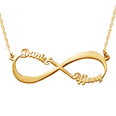 #ad Infinity Necklace In 14K Yellow Gold Plated Silver Personalized Name Jewelry $229.74