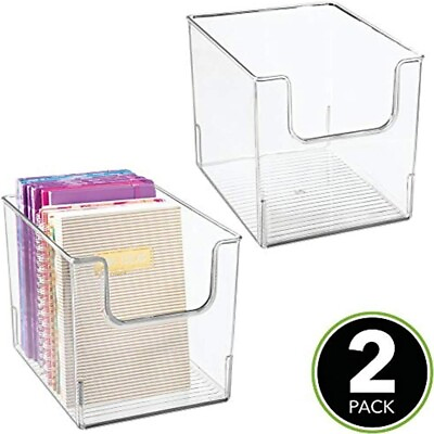 MDesign Plastic Open Front Home Office Storage Bin Container 2 Pack $17.99