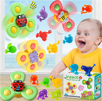 #ad Suction Cup Spinner Toy for Baby 12 Pcs Window Toys for Toddlers 1 3 Year Old $15.11