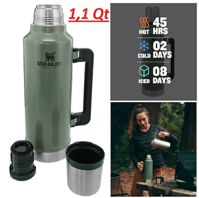 #ad Stanley Classic Stainless Steel Vacuum Insulated Thermos Bottle Green 1.1 Qt $39.97