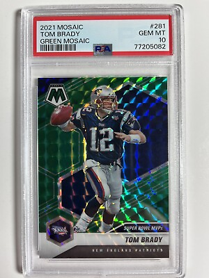 #ad 2021 Tom Brady PSA 10 MOSAIC Green PRIZM Patriots Football Insert Card #281 $50.00