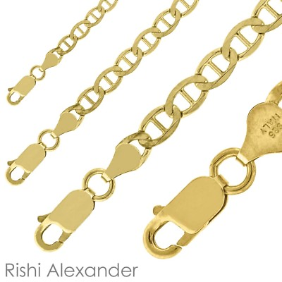 #ad 925 Sterling Silver Gold Plated Mariner Mens Boys Chain Bracelet or Necklace $7.99