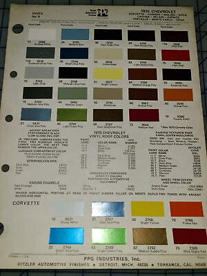 #ad 1975 Chevrolet Paint Color Chips Sheet Brochure $10.79