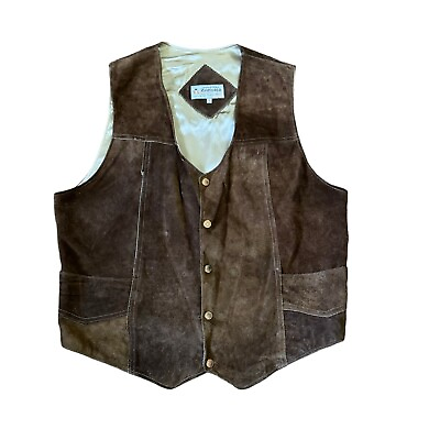 #ad Zamher Industrias Suede Leather Vest SZ L Made In Mexico Dark Brown $19.87