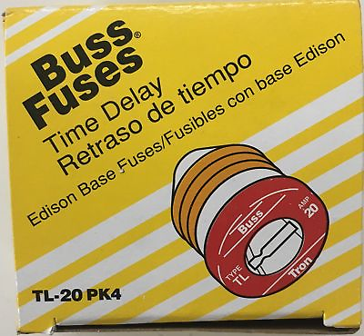 Bussman TL 20PK4 Box of 4 20 amp Edison Base Plug Fuse #ad $13.74