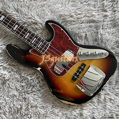 #ad Sunburst Relic Vintage Electric Jazz Bass Guitar 4String Rosewood Fretboard $263.20