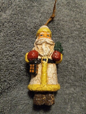 #ad ⭐ Rustic Vintage Style Christmas Ornament Of Santa Claus Holding Lantern R1 $7.00