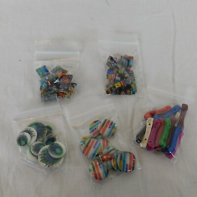 Multi Color Beads for Jewelry Making Lot of 5 Bags Round Flat Rectangle Square $15.00