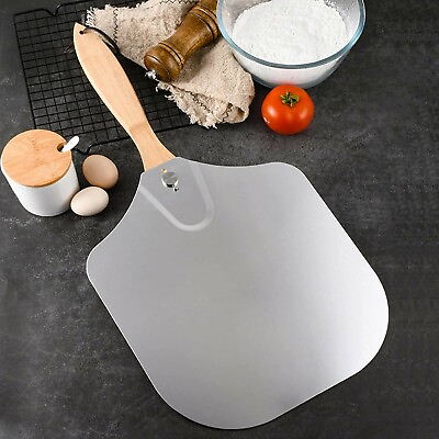 #ad Dinoxo Aluminum Pizza Peel 12 Inch x 14 Inch with 360° Folding Wood Handle Pizza $14.98