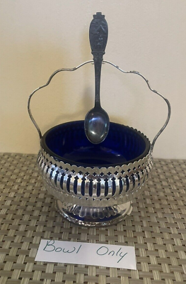 #ad VTG Mayell Queen Anne Silver Plated Holder Cobalt Blue**REPLACEMENT BOWL ONLY $5.49