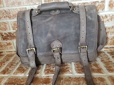 #ad Leather Briefcase Mens Blue Gray $49.99