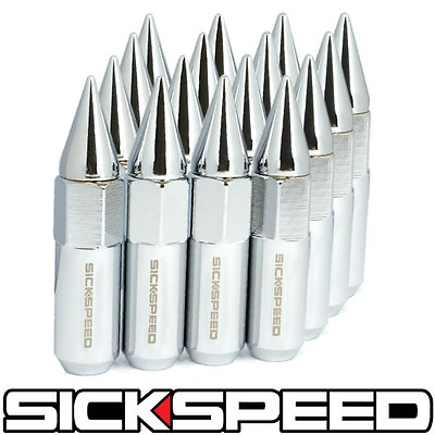 #ad SICKSPEED 16 PC STEEL SET OF SPIKED CHROME 60MM LUG NUTS WHEELS 12X1.5 L16 $40.88
