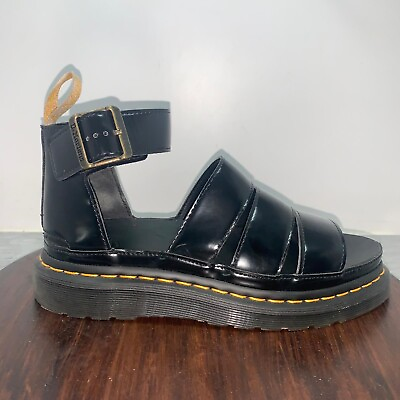 #ad Dr Martens Clarissa II Women’s 8 Black Leather Gladiator Sandals Chunky Platform $129.99