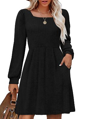 #ad OFEEFAN Black Cable Knit Sweater Dress for Women Casual Dresses for Women 2XL $54.25