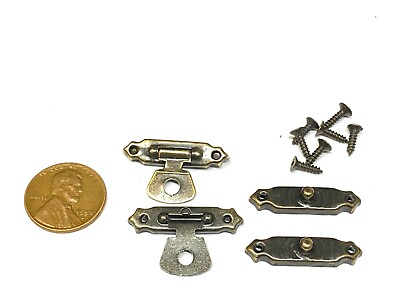 #ad 2 Sets 30mm x 18mm Antique Latch Hook Hasp Bronze Small Box Mini Hinges E19 $8.49