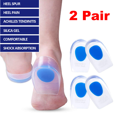 #ad 2 Pair Gel Foot Cups Heel Support Spur Insoles Pad Pain Relief Cushion Men Women $8.95