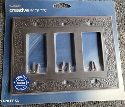 #ad Creative Accents Lighting Plate Triple Rocker Wall Plate Antique Bronz X1423AZ $8.98
