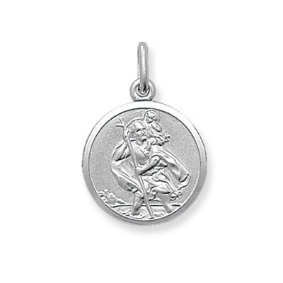 #ad Sterling Silver Small Round St Christopher Pendant GBP 33.22