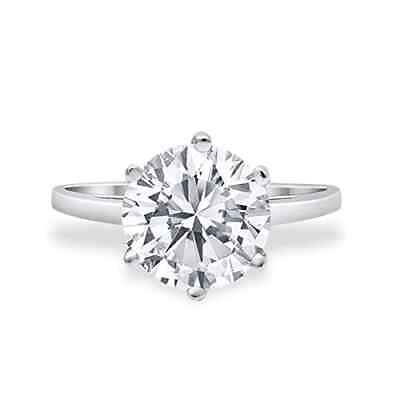 #ad Solitaire Engagement Ring Round Simulated Cubic Zirconia 925 Sterling Silver $17.09
