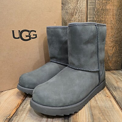 #ad UGG CLASSIC WEATHER SHORT BOOT GREY WATERPROOF LEATHER GIRLS US 6 = WOMENS US 8 $99.00