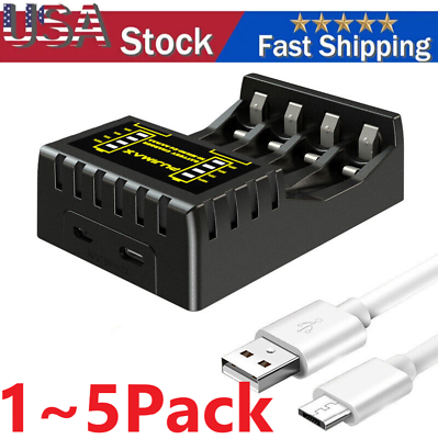 #ad Intelligent Battery Charger 4 Slot For AA AAA NI CD NI MH Rechargeable Batteries $18.40