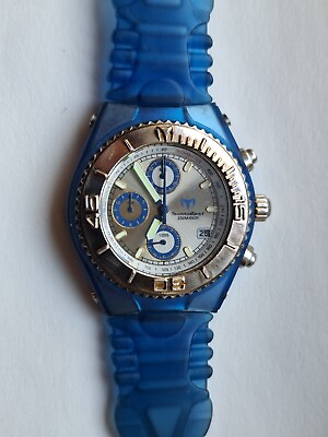 #ad TechnoMarine Chronograph Cruise CG01 Jellyfish Sport Watch Blue Stainless Steel $225.00