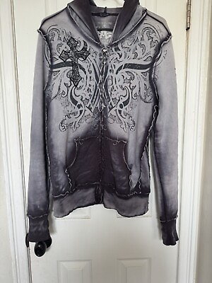 #ad affliction zip up hoodie xl Insane Detailing Insanely Rare Never Seen Anywhere $250.00