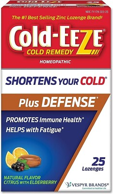 Cold EEZE Natural Citrus Elderberry Zinc 25 Lozenges Cold Remedy #ad $8.95