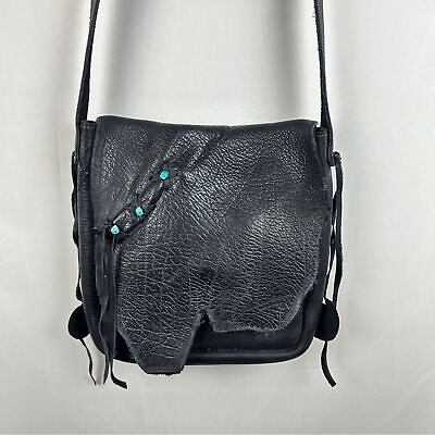 #ad Handmade black leather passenger bag durable boho unisex $149.00