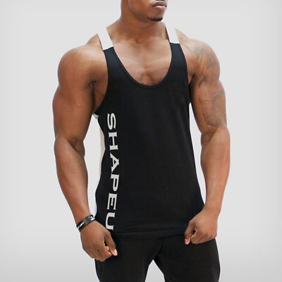 #ad Mens Gym Workout Sports Tank Tops Vest Muscle Bodybuilding Sleeveless T Shirts $10.02