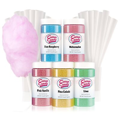 #ad Floss Sugar Variety Pack with 5 11oz Plastic Jars of Lime Watermelon Pina... $44.94