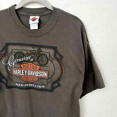 #ad Harley Davidson Sz Large L Army Green Aged Perfection Motorcycle Graphic T Shirt $29.97