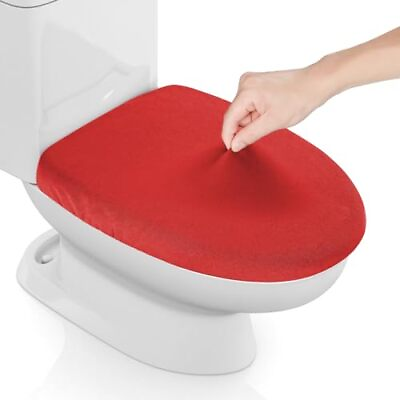 #ad Stretch Spandex Toilet Lid Cover Thick Toilet Seat Cover for Bathroom Red $26.31