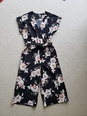 #ad Floral Short Sleeve Jumpsuit Sz Small $13.75