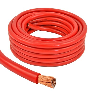 4 Gauge 25 Feet High Performance Flexible Amp Power Ground Cable 4 AWG Wire Red $16.95