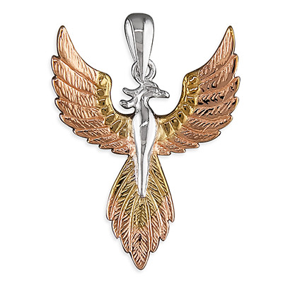 #ad Phoenix Pendant Bird Sterling Silver Solid Bird Phoenix Silver Highly Detailed GBP 21.99