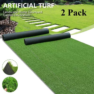 2 PCS 33ft Green Artificial Grass Rug Garden Landscape Lawn Carpet Mat Turf 1.2quot; $30.89