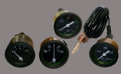 #ad Willys MB Jeep GPW Ford CJ2A CJ3A Gauges Kit Temperature Oil Fuel Ampere BLACK $28.94