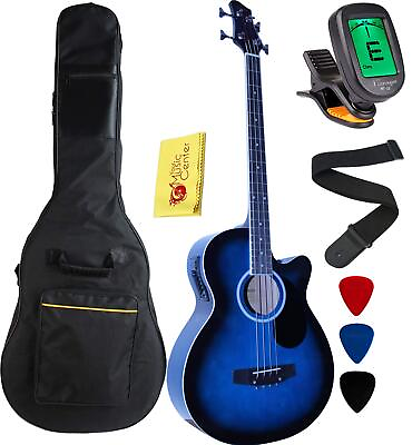 #ad Full Size 4 Strings Cutaway Acoustic Electric Bass Guitar With 4 Band Equaliz... $149.31