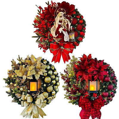 #ad Christmas Wreath Cordless LED Wreath with Artificial Flower Seasonal top sale $32.39