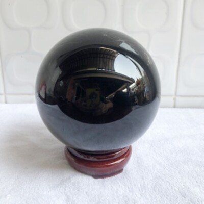 #ad Natural Crystal Black Healing Buddha Talisman Quartz ball Lucky Gem charm 50mm $339.00