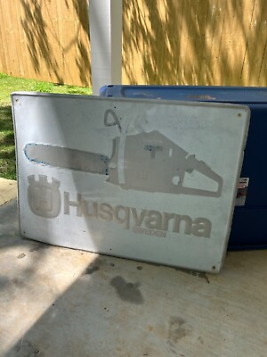 #ad ORIGINAL Vintage EMBOSSED Husqvarna Chainsaws tin tacker sign advertising WORN $169.99