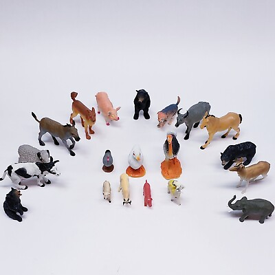#ad 20 Large Animal Models Figures Toys Various Types amp; Sizes DETAILED TEXTURED $14.92