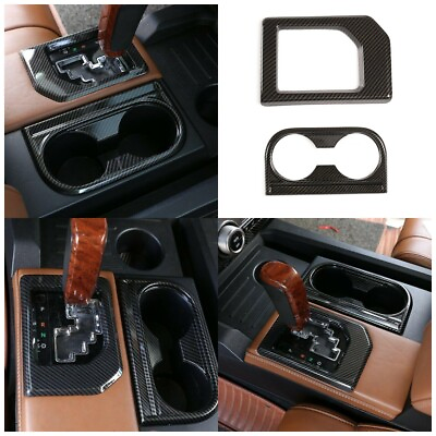 ABS Carbon Console Gear Shift Panel Water Cup Holder Trim For To*yota Tundra 14 $21.99