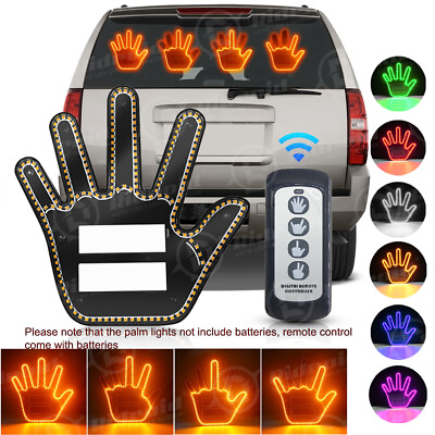 #ad Finger Gesture Light with Remote LED Car Back Window Sign Hand Light Xmas Gift $19.89
