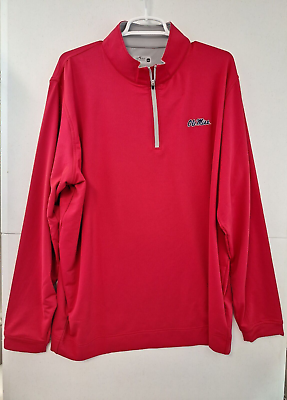 #ad Ole Miss Rebels Men#x27;s 2XL Red 1 4 Zip Perf Pullover GenTeal Vaught Society NWT $29.99