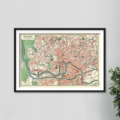 #ad Vintage Map of Bristol From 1900 Photo Print Poster Gift Old Ancient Historic GBP 6.50