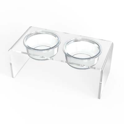Clearly Loved Pets Modern Acrylic Glass Bowl Feeders Standard Style Double $63.99