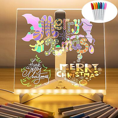 #ad LED Note Board with Colors New Glowing Acrylic Dry Erase Board Light 11.8x7.8 $12.71
